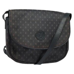 Authentic FENDI Shoulder Bag PVC Black